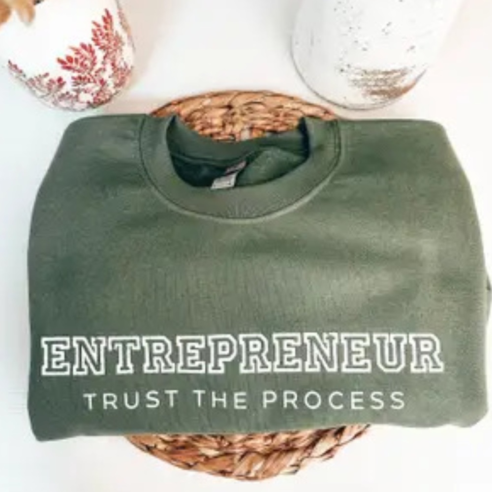 Entrepreneur Crew Neck, Self Made Sweatshirt GREEN Sz: Small